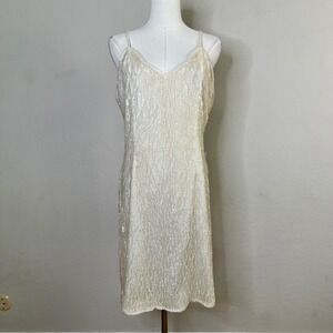 Mark & John By Gopal Dress Sequin Beaded Silk Sheath Women Size L Cream NEW